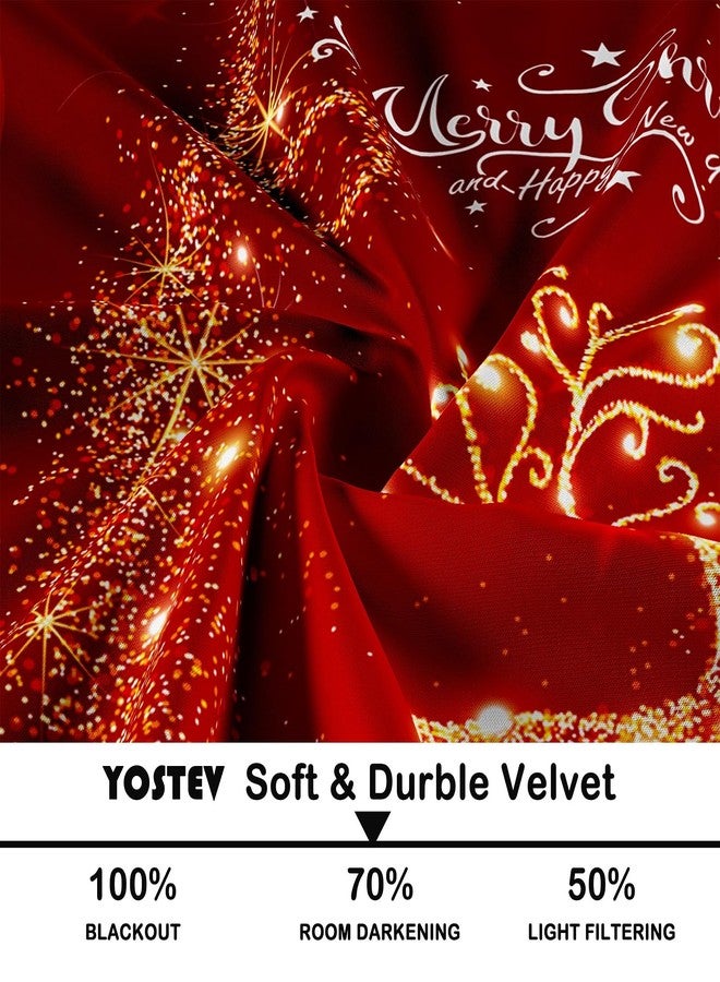 YOSTEV Red Christmas Curtain for Living Room 2 Panel Set, Red Xmas Velvet Window Curtains 84 Inch Long, Sparkle Reindeer Snowflake Thermal Insulated Room Darkening Decoration Curtains, 52x84 Inch - Image 5